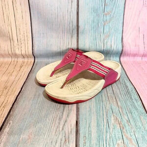 Pink and white therashoe slip on sandals open toe flip Flops